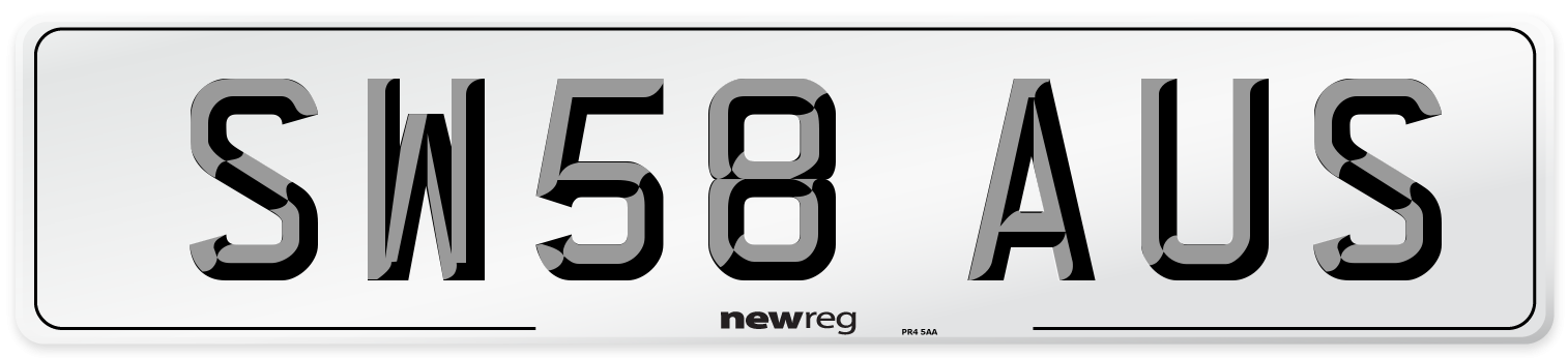 SW58 AUS Number Plate from New Reg